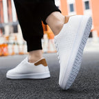 Low-Top Sneakers Men's White Lace-Up Breathable Skate Shoes – Casual, Everyday · Faylori