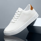 Low-Top Sneakers Men's White Lace-Up Breathable Skate Shoes – Casual, Everyday · Faylori