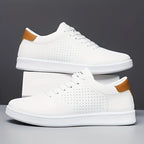 Low-Top Sneakers Men's White Lace-Up Breathable Skate Shoes – Casual, Everyday · Faylori