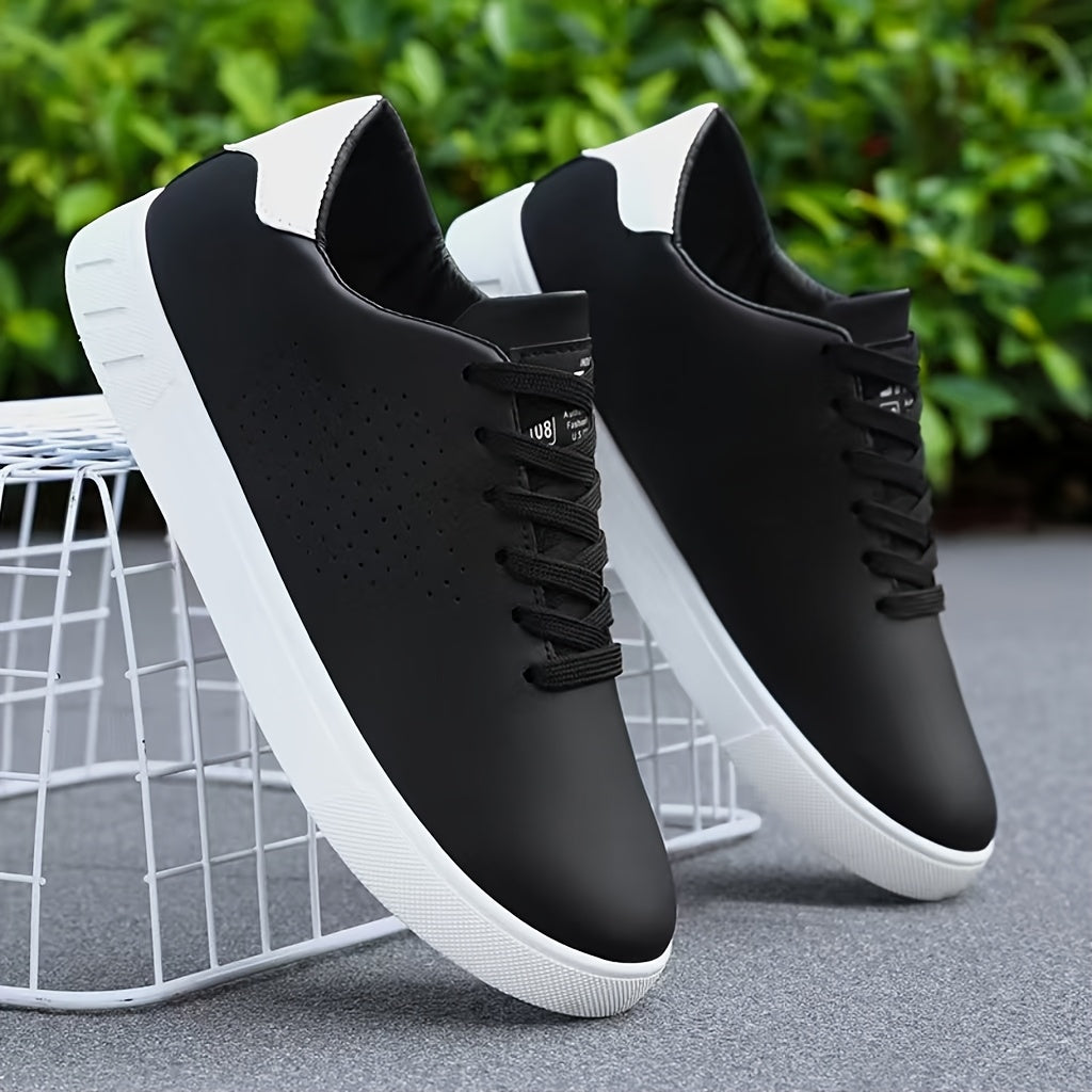 Low-Top Sneakers Men's White Lace-Up Breathable Skate Shoes – Casual, Everyday · Faylori