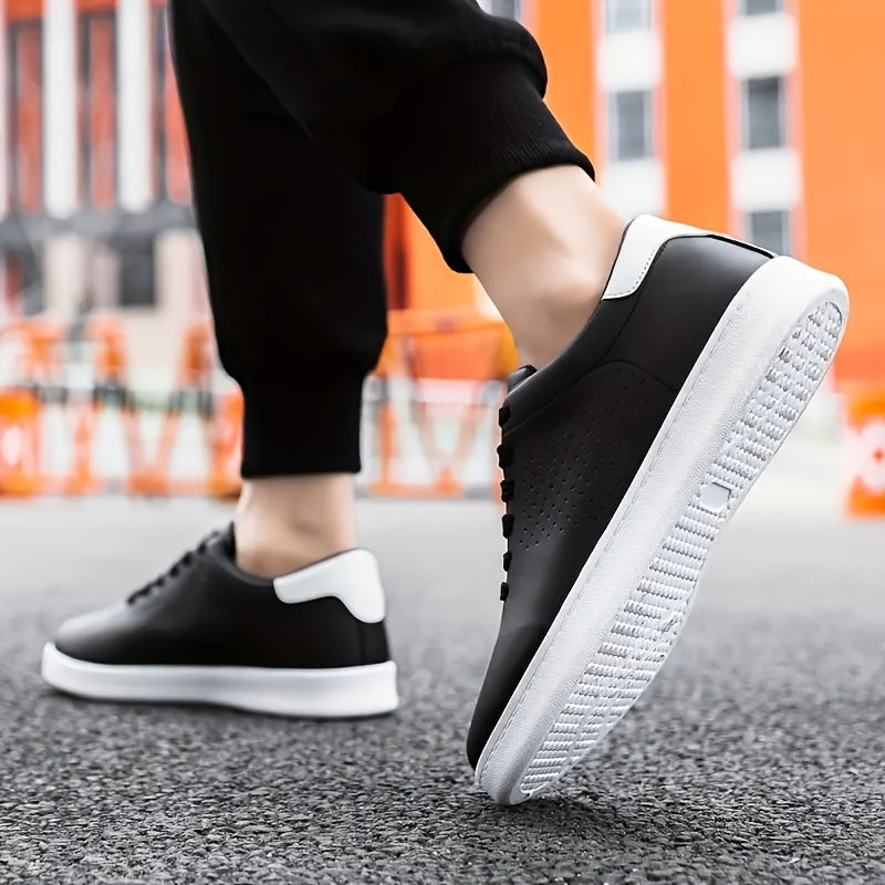 Low-Top Sneakers Men's White Lace-Up Breathable Skate Shoes – Casual, Everyday · Faylori