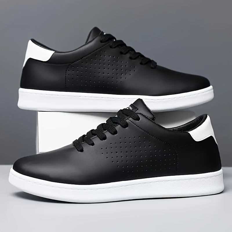 Low-Top Sneakers Men's White Lace-Up Breathable Skate Shoes – Casual, Everyday · Faylori