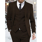 Men's 3-Piece Suit Set Herringbone Tweed Blue Blazer Vest Pants – Wedding, Office, Formal, Gift