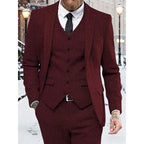 Men's 3-Piece Suit Set Herringbone Tweed Blue Blazer Vest Pants – Wedding, Office, Formal, Gift