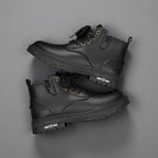 Men's Ankle Boots Black Lace-Up High-Top with Side Zipper Thick Sole – Casual, All Season Wear