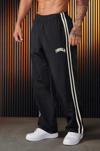 Men's Baggy Joggers Burgundy Side Stripe Drawstring Track Pants – Gym, Casual, Training