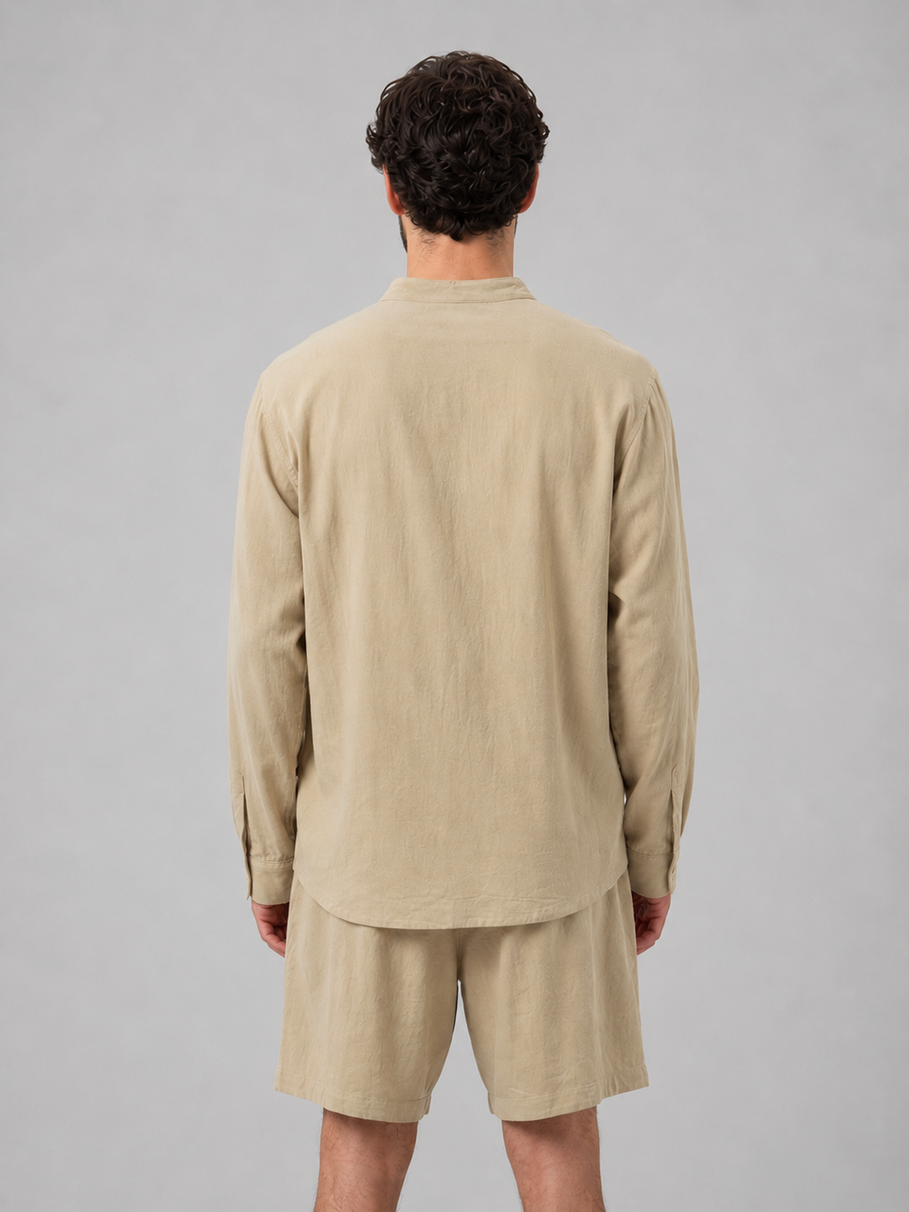 Men's Band-Collar Shirt Set | Chest Pocket-Faylori