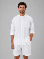 Men's Band-Collar Shirt Set | Chest Pocket-Faylori
