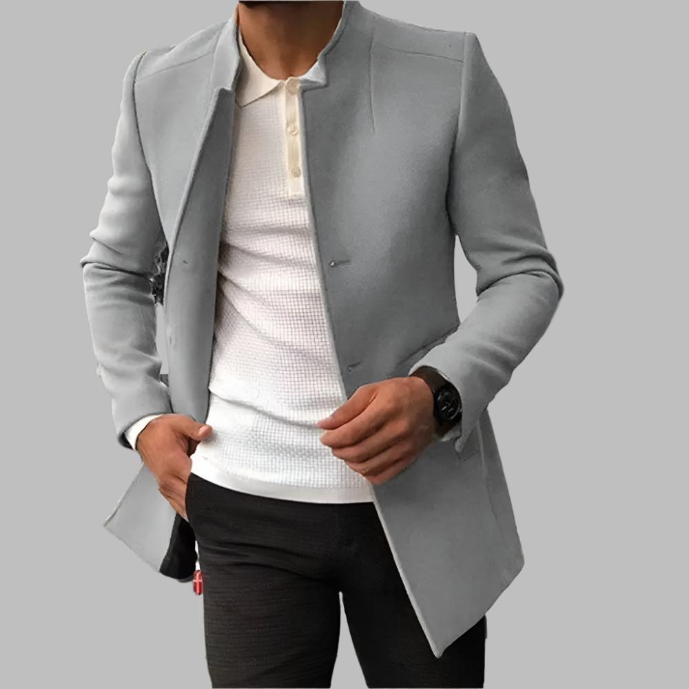 Men's Blazer Single-Breasted Stand Collar Slim Fit Jacket – Office, Casual, Formal, Gift