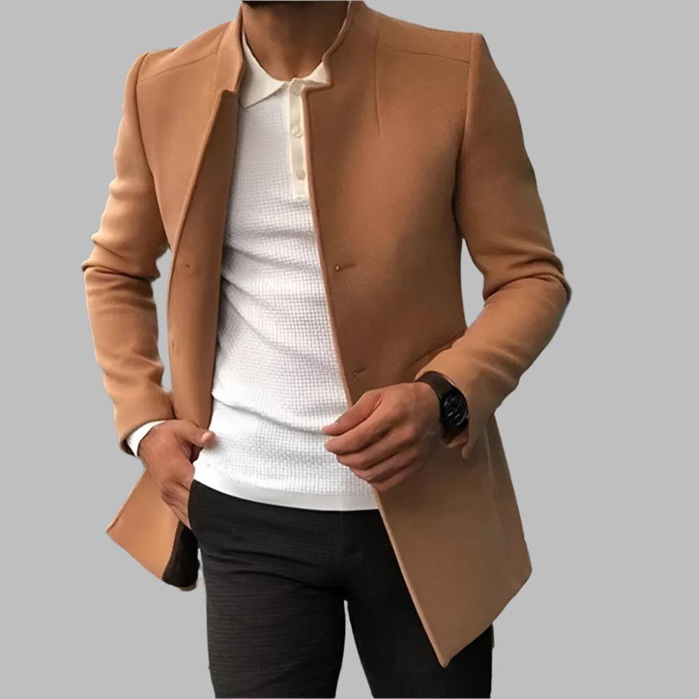 Men's Blazer Single-Breasted Stand Collar Slim Fit Jacket – Office, Casual, Formal, Gift