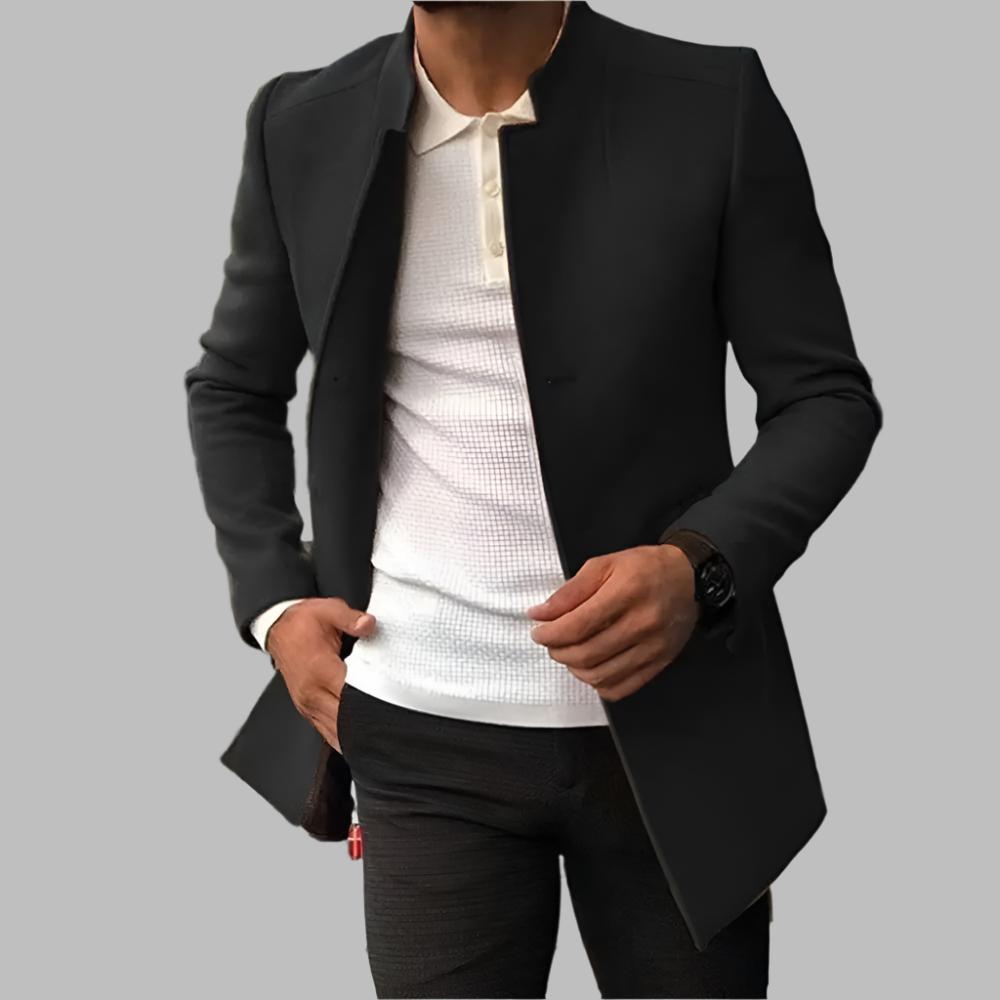 Men's Blazer Single-Breasted Stand Collar Slim Fit Jacket – Office, Casual, Formal, Gift