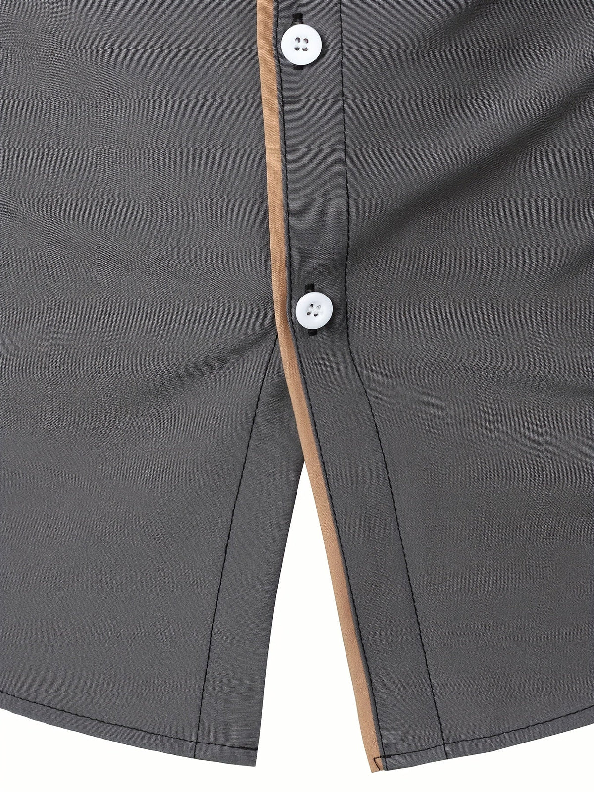Men's Button-Up Shirt Long Sleeve Black Contrast-Trim Collar – Casual, Office, Holiday, Gift