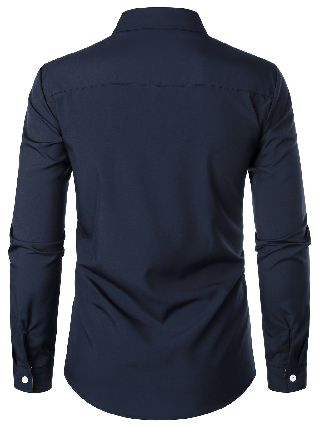 Men's Button-Up Shirt Long Sleeve Black Contrast-Trim Collar – Casual, Office, Holiday, Gift
