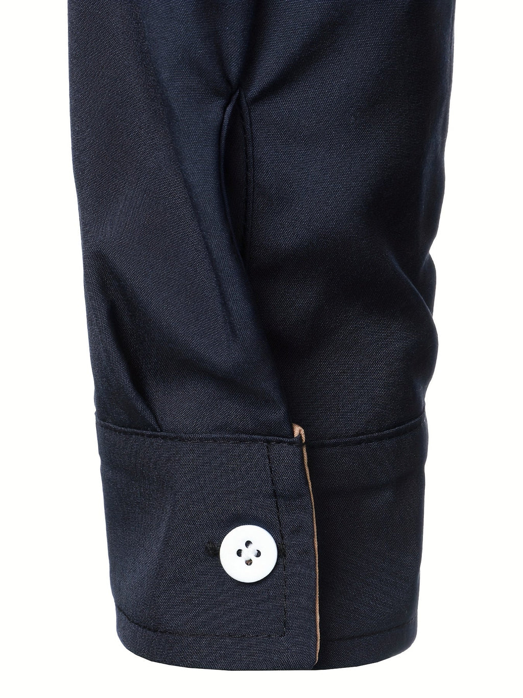 Men's Button-Up Shirt Long Sleeve Black Contrast-Trim Collar – Casual, Office, Holiday, Gift