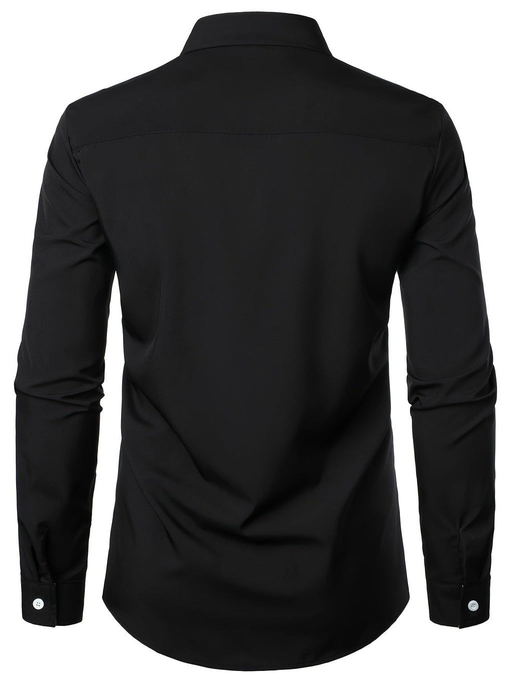 Men's Button-Up Shirt Long Sleeve Black Contrast-Trim Collar – Casual, Office, Holiday, Gift