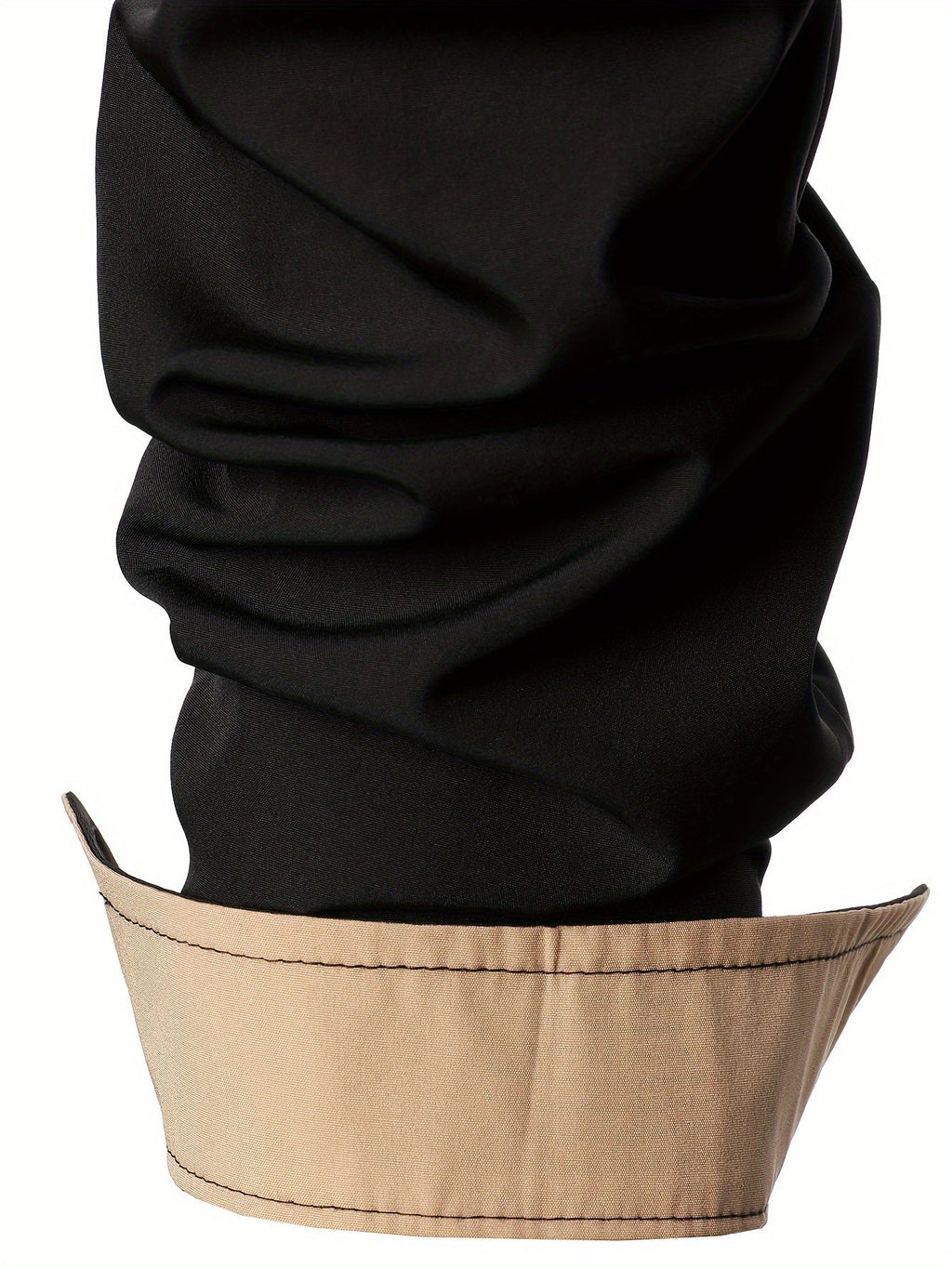 Men's Button-Up Shirt Long Sleeve Black Contrast-Trim Collar – Casual, Office, Holiday, Gift