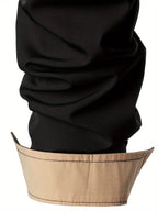 Men's Button-Up Shirt Long Sleeve Black Contrast-Trim Collar – Casual, Office, Holiday, Gift