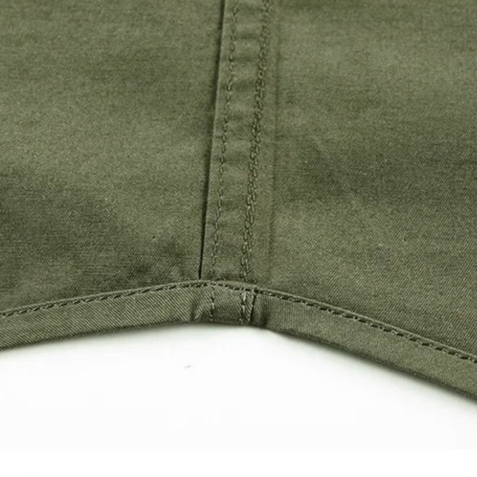 Men's Cargo Shirt Short-Sleeve Cotton Army Green Button-Up with Chest Pockets – Casual, Office, Outdoor