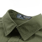 Men's Cargo Shirt Short-Sleeve Cotton Army Green Button-Up with Chest Pockets – Casual, Office, Outdoor