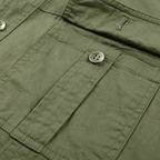 Men's Cargo Shirt Short-Sleeve Cotton Army Green Button-Up with Chest Pockets – Casual, Office, Outdoor