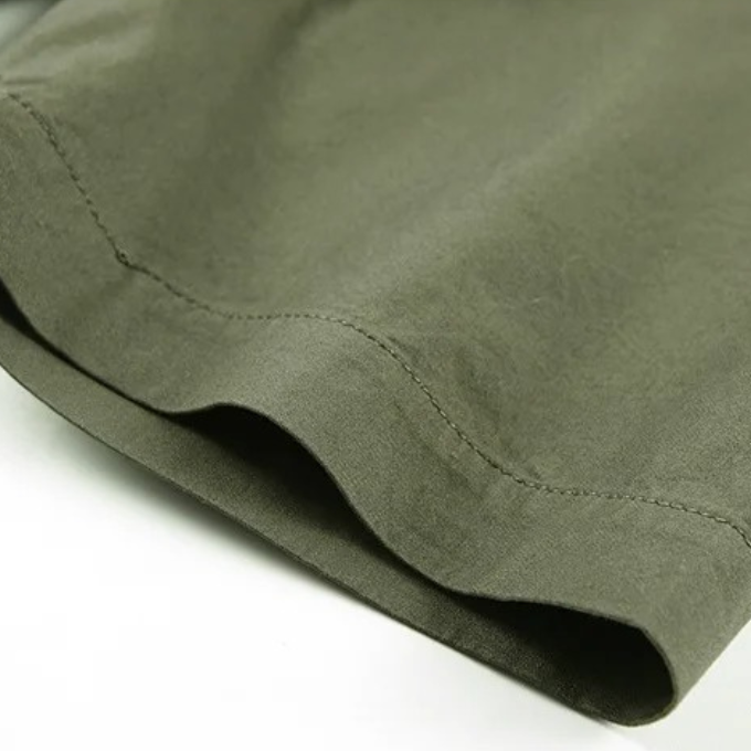 Men's Cargo Shirt Short-Sleeve Cotton Army Green Button-Up with Chest Pockets – Casual, Office, Outdoor