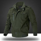 Men's Cotton Field Jacket Khaki Stand Collar Zip-Up Bomber – Casual, Office · Faylori