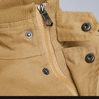 Men's Cotton Field Jacket Khaki Stand Collar Zip-Up Bomber – Casual, Office · Faylori