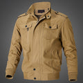 Men's Cotton Field Jacket Khaki Stand Collar Zip-Up Bomber – Casual, Office · Faylori