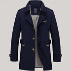 Men's Cotton Trench Coat Single-Breasted Notch Lapel Mid-Length Jacket – Casual, Office