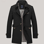 Men's Cotton Trench Coat Single-Breasted Notch Lapel Mid-Length Jacket – Casual, Office