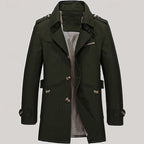 Men's Cotton Trench Coat Single-Breasted Notch Lapel Mid-Length Jacket – Casual, Office