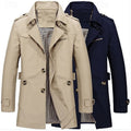 Men's Cotton Trench Coat Single-Breasted Notch Lapel Mid-Length Jacket – Casual, Office