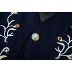 Men's Embroidered Waistcoat V-Neck Single-Breasted Floral Vest Brown – Casual, Office, Gift