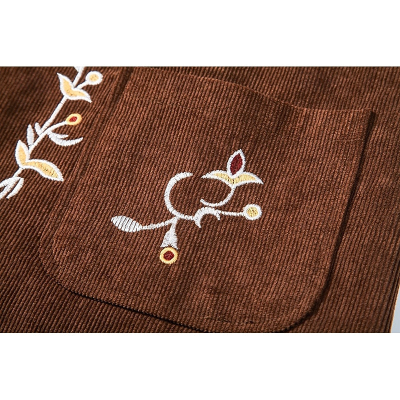 Men's Embroidered Waistcoat V-Neck Single-Breasted Floral Vest Brown – Casual, Office, Gift