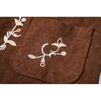 Men's Embroidered Waistcoat V-Neck Single-Breasted Floral Vest Brown – Casual, Office, Gift