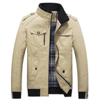 Men's Field Jacket Stand Collar Zip-Up Cotton with Multiple Pockets – Casual, Office, Holiday, Gift