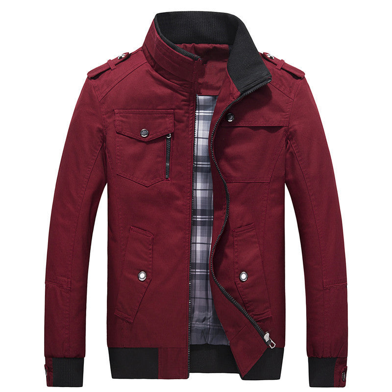 Men's Field Jacket Stand Collar Zip-Up Cotton with Multiple Pockets – Casual, Office, Holiday, Gift