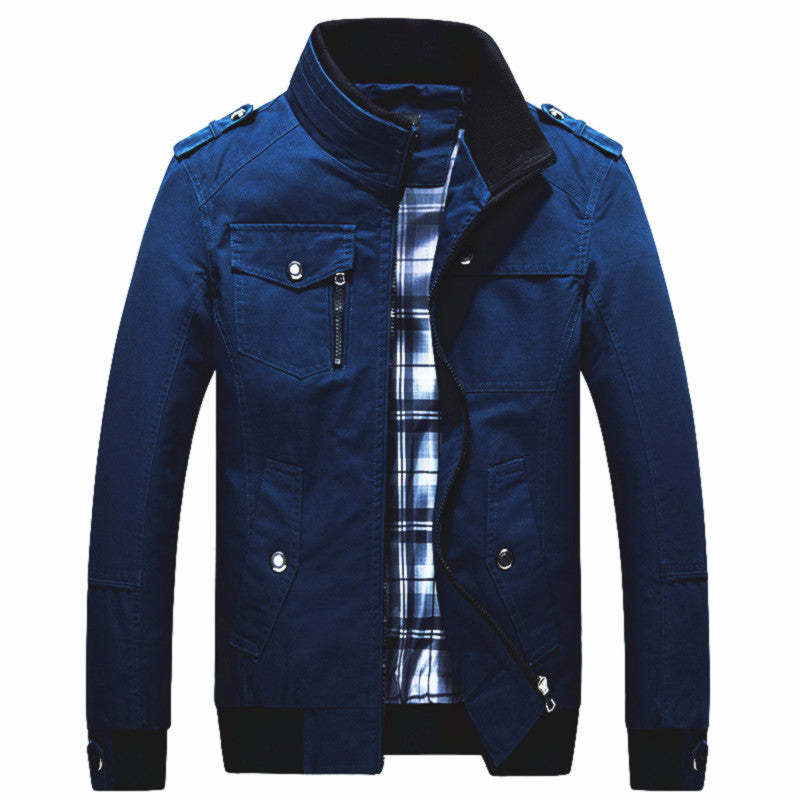 Men's Field Jacket Stand Collar Zip-Up Cotton with Multiple Pockets – Casual, Office, Holiday, Gift