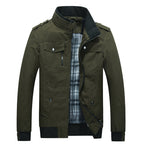 Men's Field Jacket Stand Collar Zip-Up Cotton with Multiple Pockets – Casual, Office, Holiday, Gift
