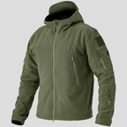 Men's Fleece Jacket Hooded Black Full-Zip Multi-Pocket – Casual, Outdoor, Tactical, Warm Everyday Wear