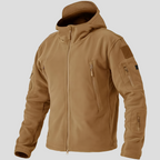 Men's Fleece Jacket Hooded Black Full-Zip Multi-Pocket – Casual, Outdoor, Tactical, Warm Everyday Wear