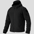 Men's Fleece Jacket Hooded Black Full-Zip Multi-Pocket – Casual, Outdoor, Tactical, Warm Everyday Wear