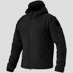 Men's Fleece Jacket Hooded Black Full-Zip Multi-Pocket – Casual, Outdoor, Tactical, Warm Everyday Wear