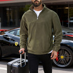 Men's Fleece Pullover Half-Zip Stand Collar Sweatshirt Gray – Casual, Travel, Office Layering Gift