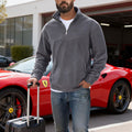 Men's Fleece Pullover Half-Zip Stand Collar Sweatshirt Gray – Casual, Travel, Office Layering Gift