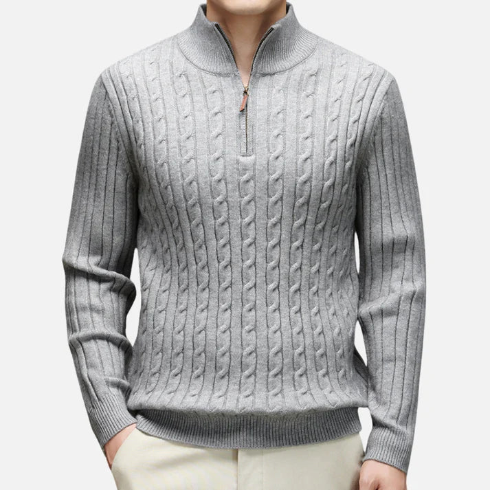Men's Half-Zip Sweater | Cable Knit-Faylori