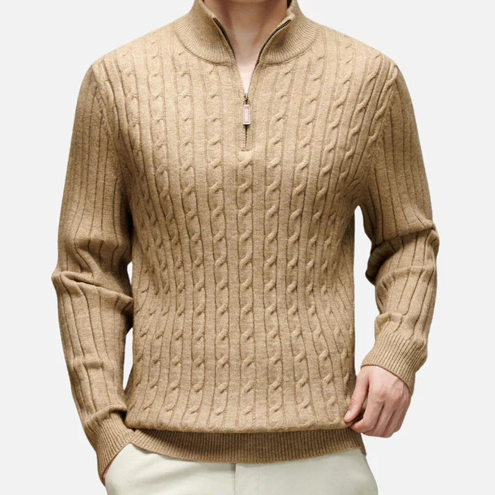 Men's Half-Zip Sweater | Cable Knit-Faylori