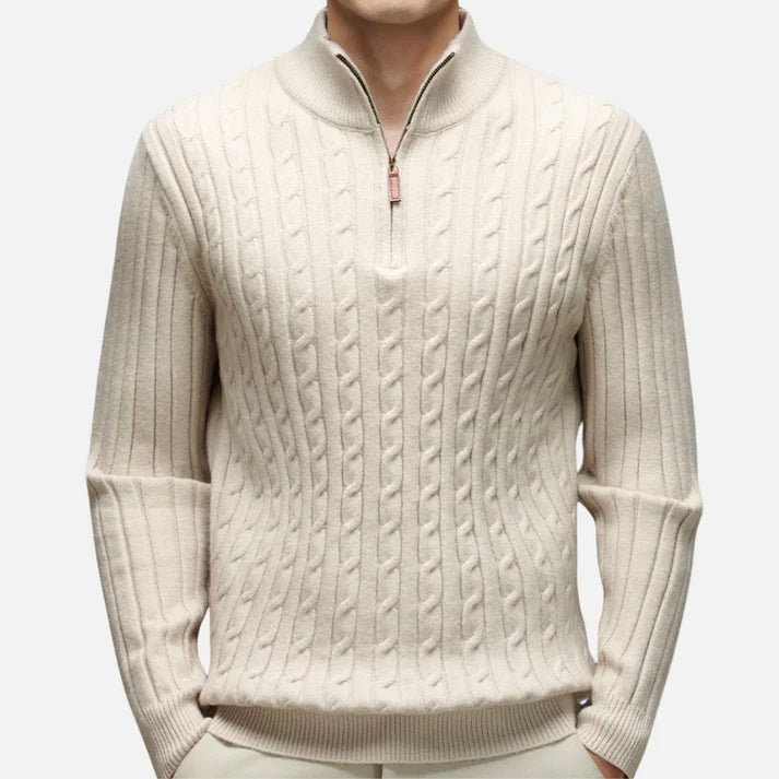 Men's Half-Zip Sweater | Cable Knit-Faylori