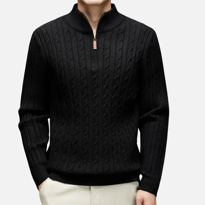 Men's Half-Zip Sweater | Cable Knit-Faylori