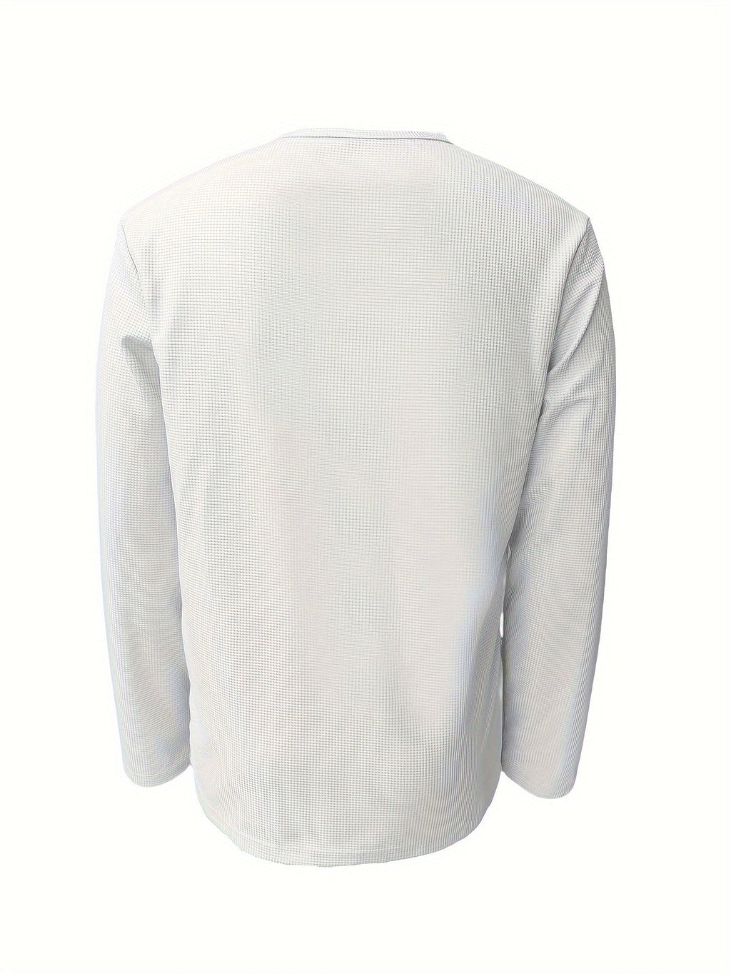 Men's Henley Shirt Long-Sleeve Waffle Knit White Button Placket – Casual, Office, Holiday, Gift